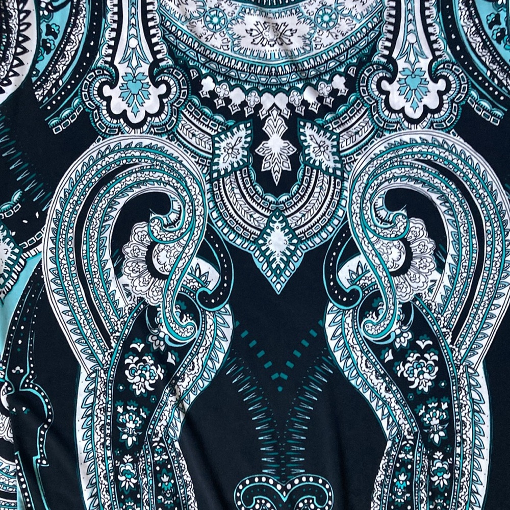 STYLE & CO SLEEVELESS EMBELLISHED ROUND NECK TURQUOISE & BLACK TUNIC SIZE L - Picture 12 of 15